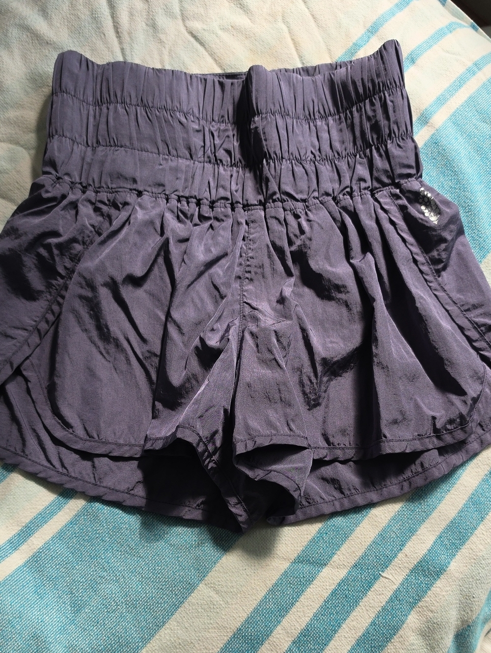 Free People Purple Smocked-Waist Athletic Shorts XS